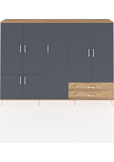 Arges Dolap 12 Raflı 2 Çekmeceli 7 Kapaklı 220x30x163 Çam-antrasi Çam-antrasit/çam Arges Dolap 12 Raflı 2 Çekmeceli 7 Kapaklı 220x30x163 Çam-antrasi Çam-antrasit/çam