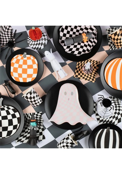 Meri Meri - Mod Pattern Pumpkin Plates - Modern Balkabağı Tabaklar 8'li