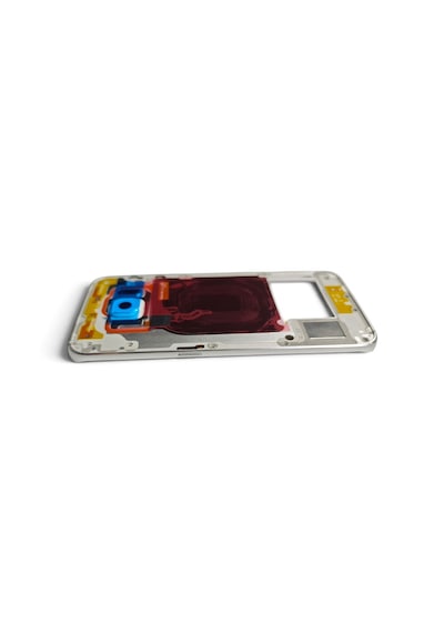 G925 Orta Kasa Galaxy S6 Edge Uyumlu Beyaz Renk Orta Kasa Çerçeve + Ses Açma On Off Tuş Plastik Kamera Camı Ve Hoparlör Gümüş