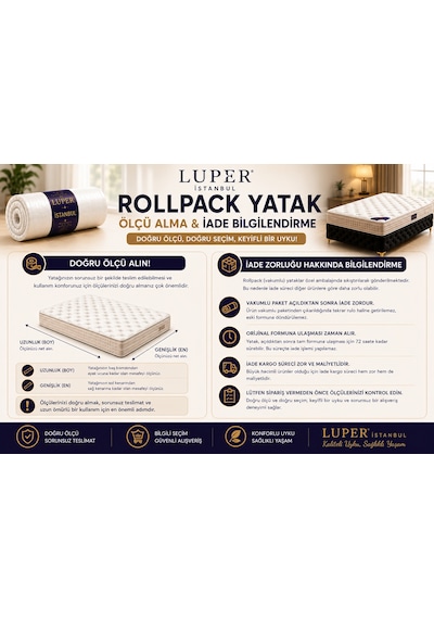 Luper Ultra Ortopedik Bel ve Sırt Destekli İstanbul Lu x uria Pedli Roll Pack Yaylı Yatak Luper Ultra Ortopedik Bel ve Sırt Destekli İstanbul Lu x uria Pedli Roll Pack Yaylı Yatak