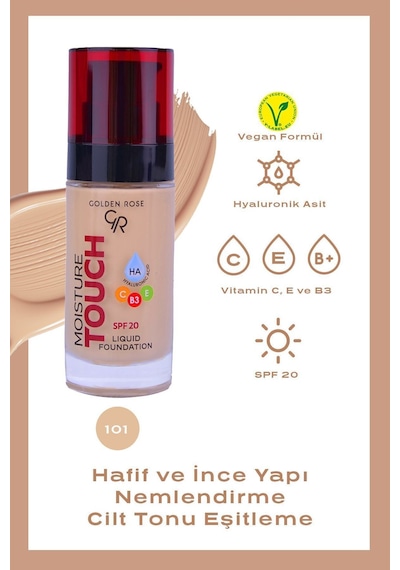 Moisture Touch Liquid Foundation Spf20 No: 101 Nemlendirici Etkili Fondöten