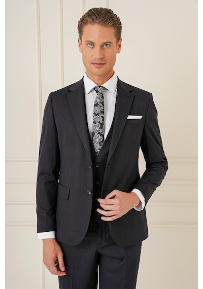 Efor Slim Fit Esnek Yelekli Klasik Siyah Takım Elbise Tk 897 Siyah