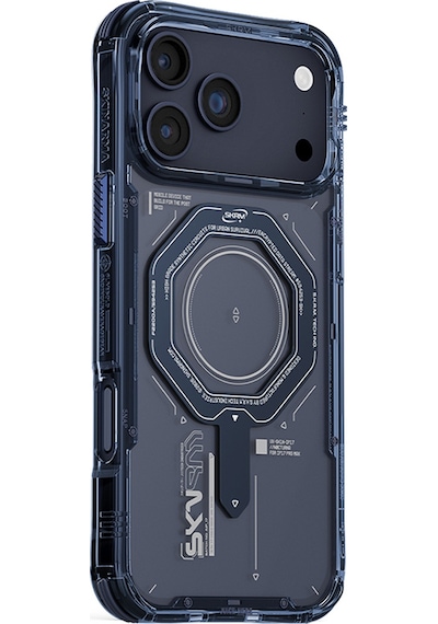 Apple Uyumlu iPhone 17 Pro Max  Kılıf Skinarma M-safe Şarj Özellikli Airbag Tasarımlı Magma Kapak Mavi Mavi
