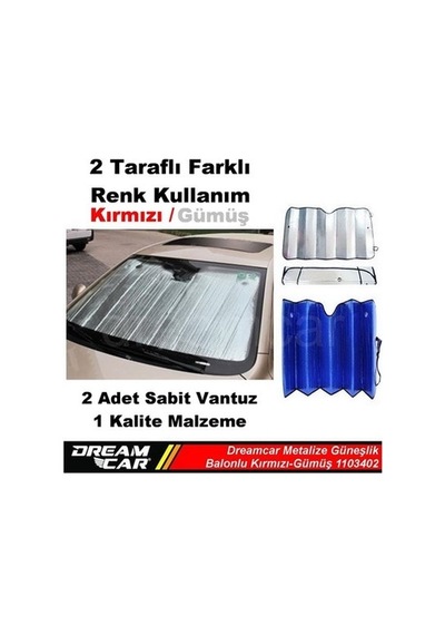 Dreamcar Kırmızı-gümüş 1. Kalite Metalize Güneşlik Balonlu 60x130 Cm 1103402