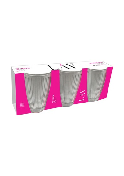 Lav Hestia Cam Meşrubat Bardağı 3'lü 415 ml (Büyük Su/Kokteyl Bardağı )
