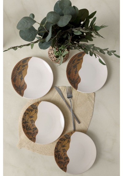 Keramika Terra Leaf Ege Pasta Tabağı 20 Cm 4 Adet 22878-79 Çok Renkli