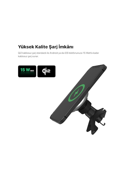 Xenon Smart Araç İçi Telefon Tutucu Qi2 Uyumlu Kablosuz Şarj Standı X6401
