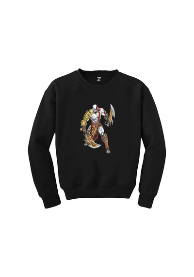 God Of War Kratos Savaşçı Siyah Sweatshirt Siyah