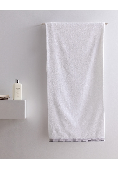 Madame Coco Topaze Pamuklu Banyo Havlusu - Beyaz/gri - 70x140 Cm 8684427297278