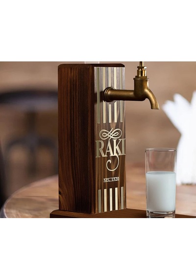 Lexroo Özel Rakı Baskılı Musluklu Doğal Ahşap İçki Standı, İçki Çeşmesi, Doğum Günü Hediyesi Çok Renkli