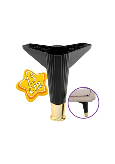 Golden Ayak 15 Cm Siyah Altın Gold Mobilya Kanepe Sehpa Ünite Koltuk Ayağı Baza Ayak Ayakları