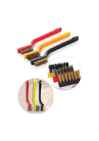 Vıvaluxe 3 Lü Tel Fırça Seti 18 Cm, Pirinç, Çelik Ve Naylon Fırça, Pas, Kir Ve Boya Temizleme İçin Profesyonel Set