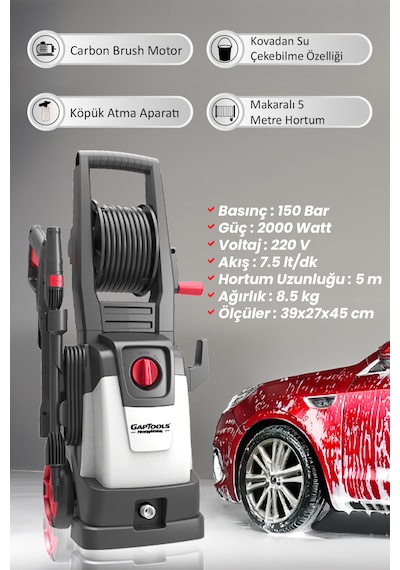Gaptools Yıkama Makinesi Basınçlı 150 Bar