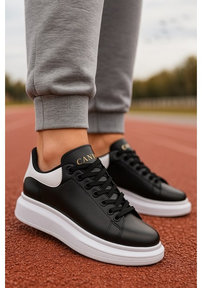 Günlük Unisex Spor Ayakkabı Vegan Deri Bağcıklı Hafif Kalın Yüksek Taban Yürüyüş Sneaker 999 Siyah Beyaz Günlük Unisex Spor Ayakkabı Vegan Deri Bağcıklı Hafif Kalın Yüksek Taban Yürüyüş Sneaker 999 Siyah Beyaz