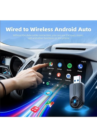 Tr Kablosuz Carplay Android Auto Adaptör, Wifi 5.8ghz, Bluetooth 5.4, Tak Çalıştır Dongle