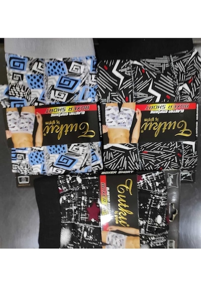 Tutku Erkek Lycralı Desenli Boxer Karışık 6'Lı Paket 001