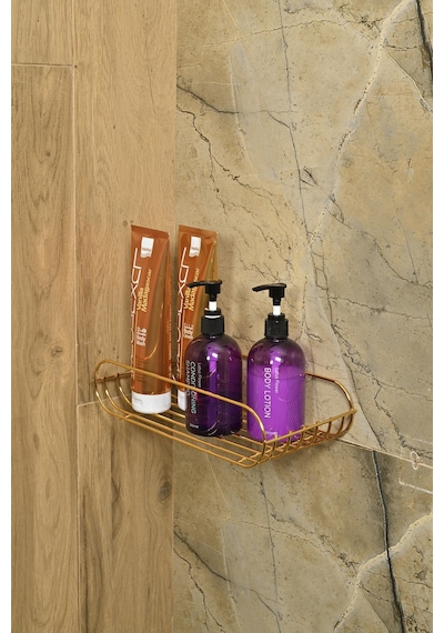 Altın Oval Köşeli Sabunluk /düzenleyici / Şampuanlık / Metal /paslanmaz/askı / Banyo Aksesuarı Altın