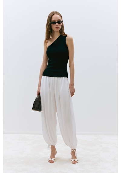 Suud Collection Siyah Aven Tek Omuz Örme Bluz