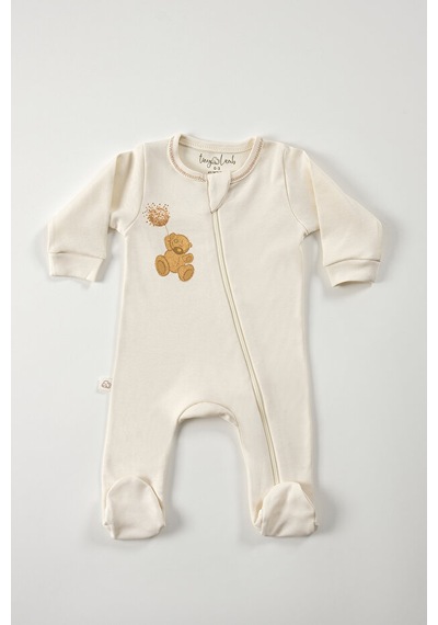 Tinylamb Fluffy Bear Organik Yenidoğan Bebek Seti - 3 Parça Bej