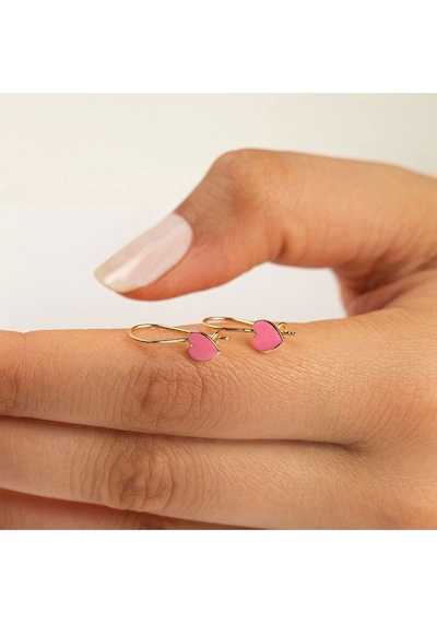 Pembe Kalp Çocuk Altın Küpe