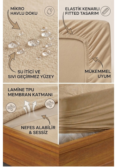 Formeya Kahverengi Mikro Fitted Sıvı Geçirmez Yatak Koruyucu Alez
