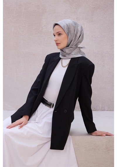 Belli İpek Eşarp - 4201-47 Gümüş Twill