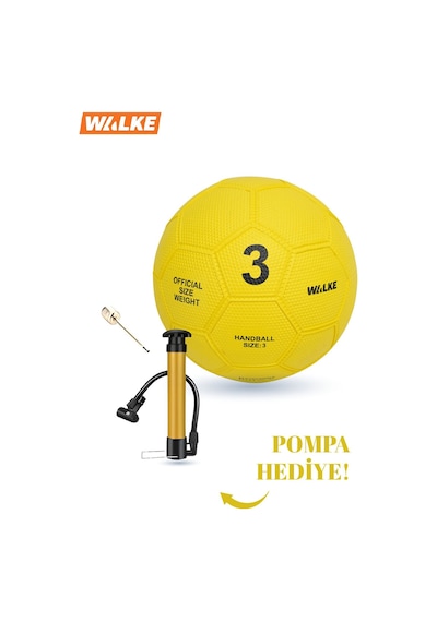 Walke Premium 3 Numara Kauçuk Hentbol Topu Pompa Hediyeli Sarı