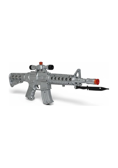 Sesli Renkli Işıklı Pille Çalışan Oyuncak Tüfek M16 Oyuncak Silah Özel Kuvvet Tüfeği 50 Cm