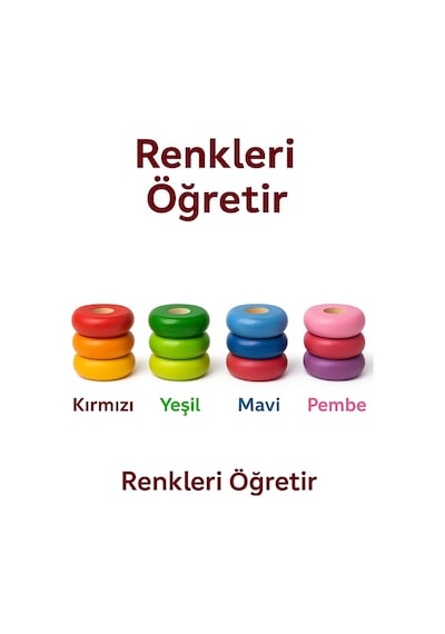 Ahşap Denge Oyunu Renkli Halkalı Eğitici Motor Beceri Ve Koordinasyon Geliştirici