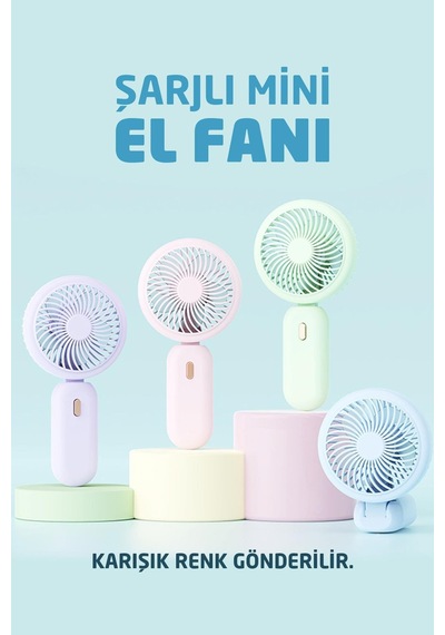 Taşınılabilir Ve Katlanabilir Şarjlı El Ve Masa Fanı - Mini Vantilatör Soğutucu