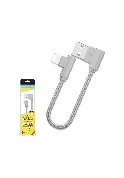 Ally Apple, Uyumlu iPhone Lightning Eğik Başlı Halat Usb Kablo 20cm- 5775 Standart