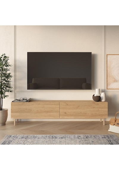 Robin Home Arizona Tv Ünitesi Sehpası Ahşap Ayaklı 180cm Sepet Kahverengi