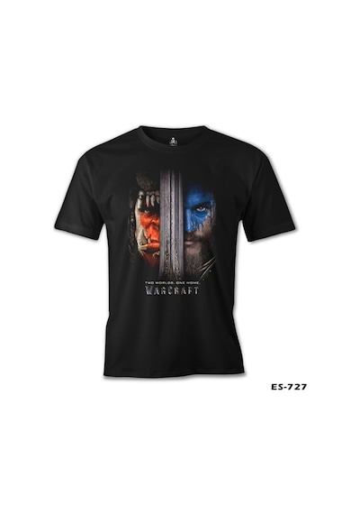 Warcraft - Two Worlds One Home Siyah Erkek Tshirt