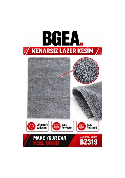 Bgea Kenarsız Lazer Kesim Mikrofiber Pasta Cila Bezi 30 40 Cm 400 Gsm Gri Bz319