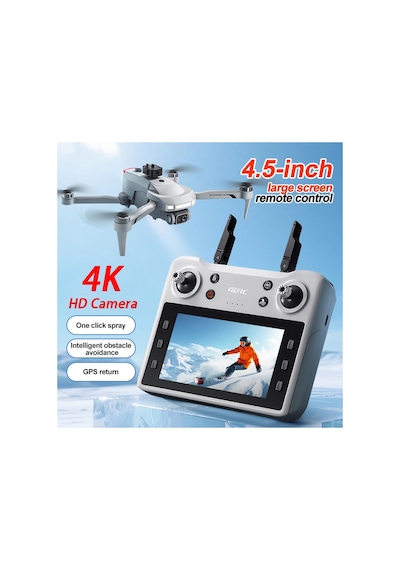 V34 Gps 4k Hd Çift Kameralı 4.5" Ekranlı Profesyonel Drone Engelden Kaçınma Özellikli Dört Pervane