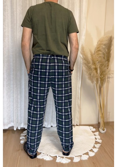 Erkek Desenli Cepli Lastikli Bel Pijama Altı Yeşil