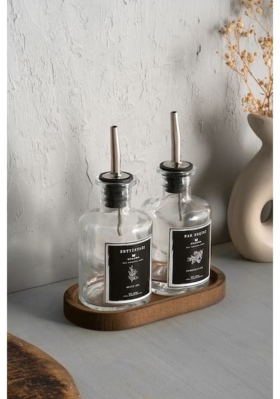 Khakma Ahşap Stantlı Sosluk Yağdanlık 2'li 250 ML
