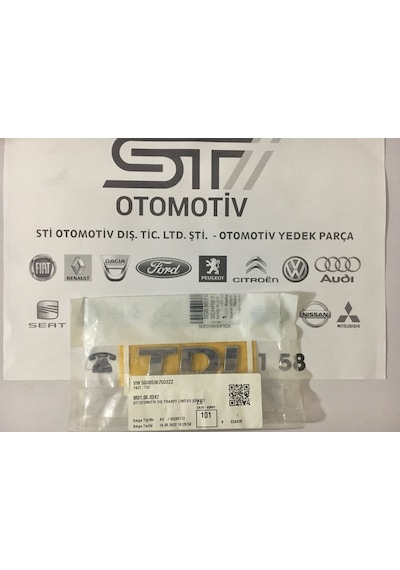 Vw 5g0853675d2zz Golf 7- Tdı Yazı