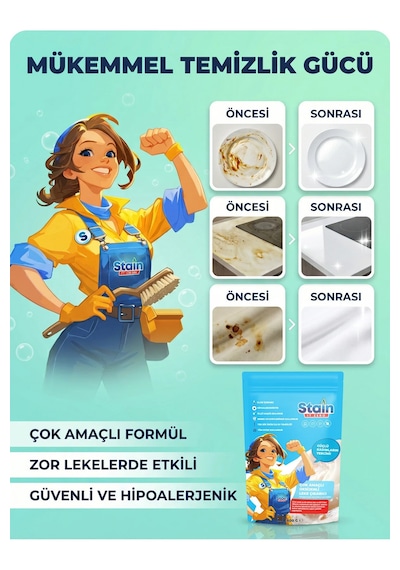 Stain İt Zero Çamaşır & Yüzey İçin Çok Amaçlı Aktif Oksijenli Toz Leke Çıkarıcı Ve Beyazlatıcı 800 Gr