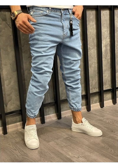Erkek Paçası Lastikli Boyfriend Kot Jogger Pantolon (491077559)
