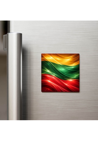 Litvanya Lithuania Abstract Ülke Bayraklı Buzdolap Magneti - 9x9 Cm
