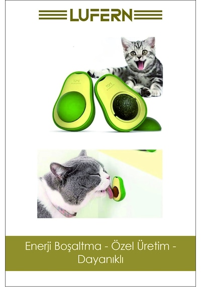 Doğal Yenilebilir Kedi Nanesi Otu Avokado Çimi Özel Yapışkanlı Yüzey 360 Dönen Catnip Yalama Topu