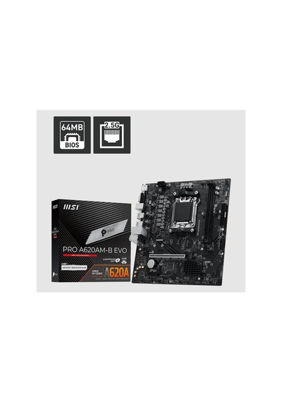 Msı Pro A620am-b Evo Ddr5 6800mt/s 1xhdmı 1xvga 1xm.2 Usb Matx Am5 Amd Am5 9000/8000/7000 Seri İle Uyumlu 05277290