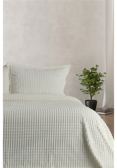 Merinos Modern Line Tek Kişilik 2 Parça Battaniye Seti - Kemik Krem