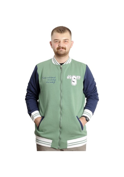 Mode Xl Büyük Beden Erkek Kolej Mont Baskılı Ceket 23631 Çağla Yeşil