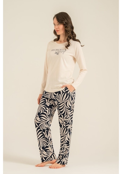 Arnetta Kadın Care Yourself Krem Uzun Kol Pijama Takım Ar3738-s-v2 Ar3738-s-v2