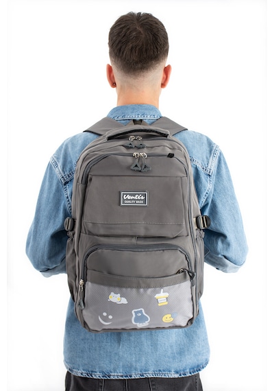 Ventis Qualty Okul Çantası Su Geçirmez Klinkır Kumaş Unisex Sırt Çantası Model 7d 12 Gri