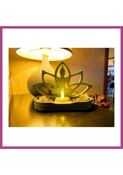 Gees Global 3d Baskı Lotus Buda Mumluk - Dekoratif Tealight Mumluk-yeşil Gbzs