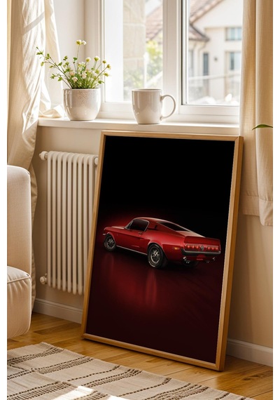 Saturn Ford Mustang Fastback Çerçeveli Tablo Erkek Odası Ve Garaj Dekoru Classic Car Collection
