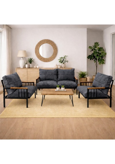 Ard & Garden Milas 211 Sehpalı Antrasit Fermuarlı Bahçe Balkon Takımı, Cafe, Salon - Metal Kanepe Koltuk Takımı Siyah Ard & Garden Milas 211 Sehpalı Antrasit Fermuarlı Bahçe Balkon Takımı, Cafe, Salon - Metal Kanepe Koltuk Takımı Siyah